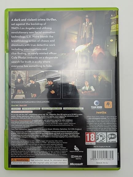 L.A. Noire Xbox 360 Nytt & Förseglad Rockstar Detektivspel