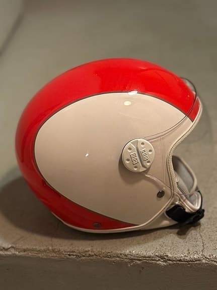 GDM Italiensk Classic Motorcykelhjälm Röd och Vit (Barnhjälm)