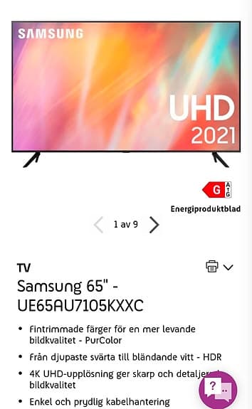 Samsung UE65AU7105KXXC TV 65 tum UHD