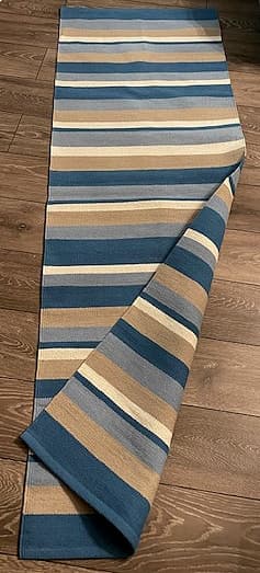 Matta i bomull blårandig 70x200 cm