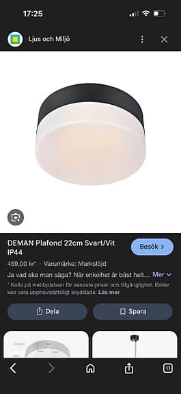 Badrumslampa Markslöjd DEMAN 22 cm – svart/vit, IP44