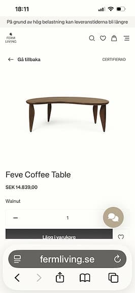 Nytt soffbord i valnöt