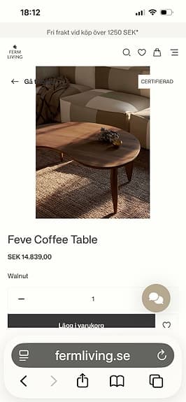 Nytt soffbord i valnöt