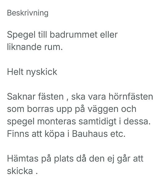 Spegel från 1970 talet