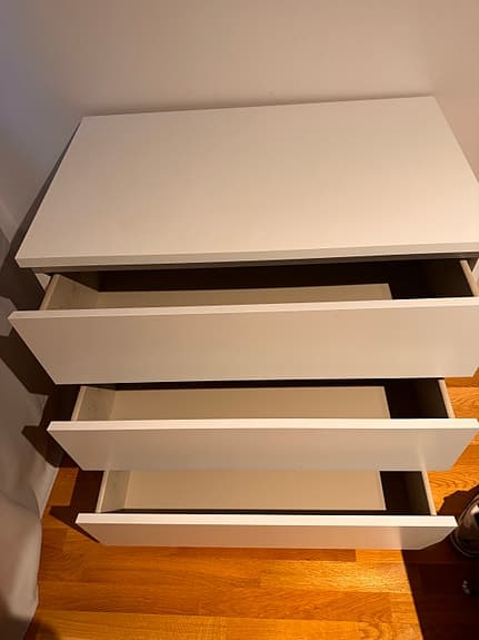 IKEA Carl Thore byrå vit med tre lådor