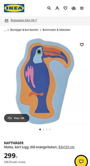 Matta barn IKEA Natthäger fågel