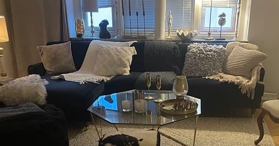 Svart sammhetssoffa Divan vänster Uddevalla