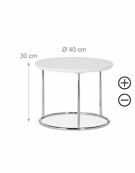 Relaxdays soffbord/sidobord 2-pack – vit/krom (Ø60 + Ø40)