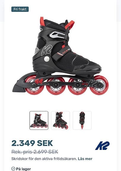 K2 Inlines / Rullskridskor – Strl EU 41,5 – Alu-ram – 80 mm