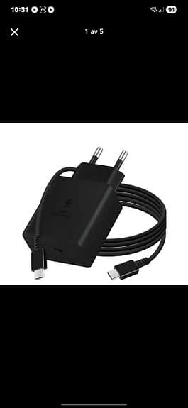25 Watts PD Snabbladdare med Typ-C kabel HELT NY.