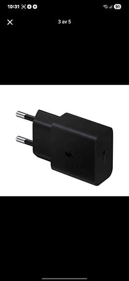 25 Watts PD Snabbladdare med Typ-C kabel HELT NY.