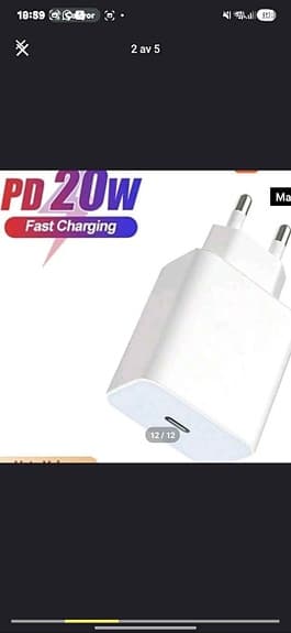 20 Watts PD Snabbladdare med lightning HELT NY