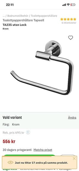 Toarullehållare krom