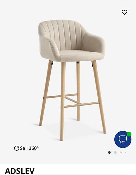 ADSLEV Barstol ADSLEV beige tyg/natur ekfärgad