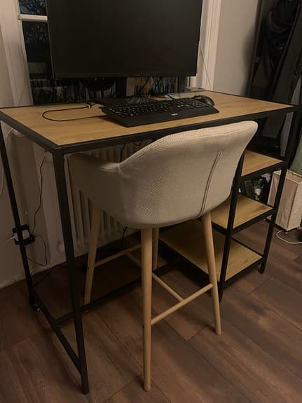 ADSLEV Barstol ADSLEV beige tyg/natur ekfärgad