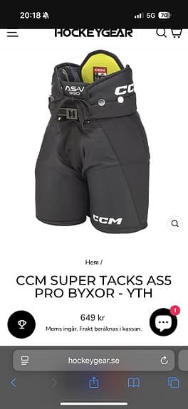 CCM Super Tacks AS5 Pro Byxor Ishockeybyxor YTH