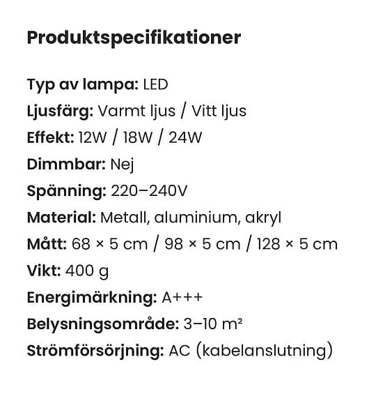 Smal LED Vägglampa I Guld med Elegant Design