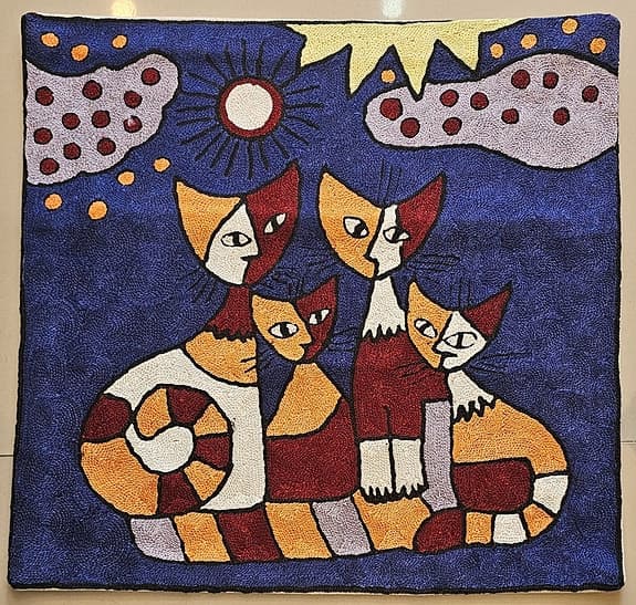 Handgjorda färgglada kuddfodral med kattmotiv