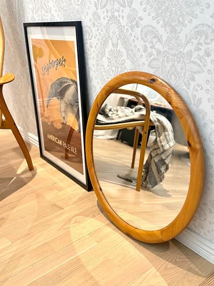 RUND FURU SPEGEL, RETRO VINTAGE FUNKIS. KAN SKICKAS