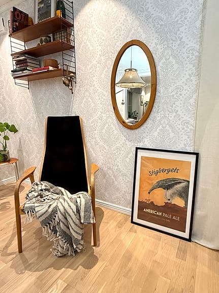 FURU SPEGEL OVAL, RETRO VINTAGE FUNKIS. KAN SKICKAS/ LEVERERAS