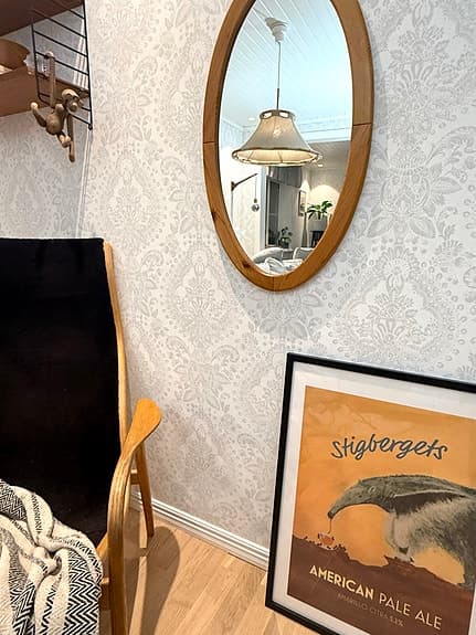 FURU SPEGEL OVAL, RETRO VINTAGE FUNKIS. KAN SKICKAS/ LEVERERAS