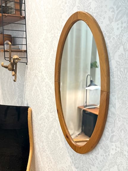 FURU SPEGEL OVAL, RETRO VINTAGE FUNKIS. KAN SKICKAS/ LEVERERAS