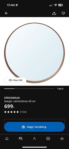 IKEA Stockholm spegel valnötsfanér 60 cm