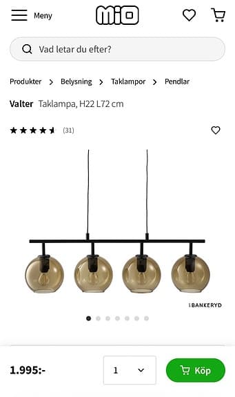 Mio Taklampa 4-glober Svart