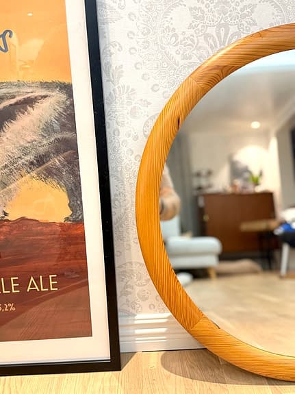 FURU SPEGEL RUND, RETRO VINTAGE FUNKIS. INGÅR FRAKT