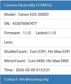 Canon EOS 2000D systemkamera, två objektiv & väska. Endast 3391st exponeringar!