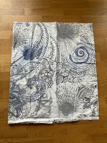 Mönstrad tygbit/tygstuv, bomullstyg, textil