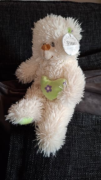 Mjukisdjur vit nalle med hjärta
