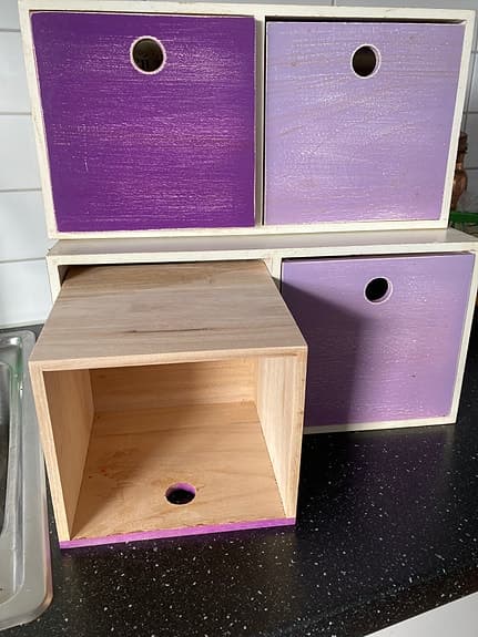 Förvaringslåda med två boxar/lådor i trä