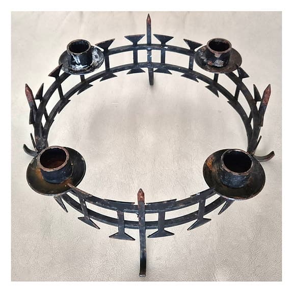 Ljusstake gjutjärn svenskt hantverk takkrona bredd 27cm