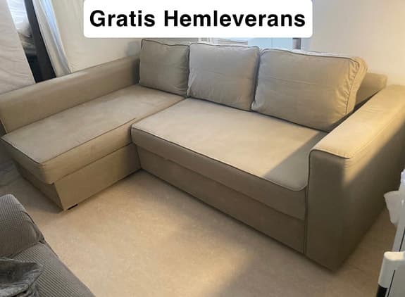 Ikea Bäddsoffa Månstad Beige 3 Sits Soffa Nytvättade Kuddfodral Inkl Hemleverans