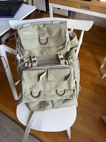 National Geographic Kameraryggsäck grön och beige canvas