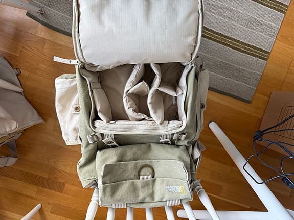 National Geographic Kameraryggsäck grön och beige canvas