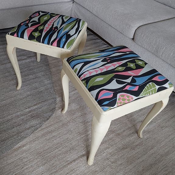 Retro / vintage pallar med Stig Lindberg tyg