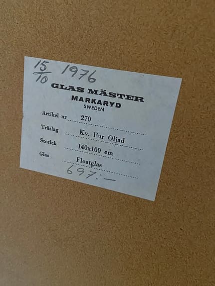 Stor retro väggspegel Glasmäster Markaryd 1976