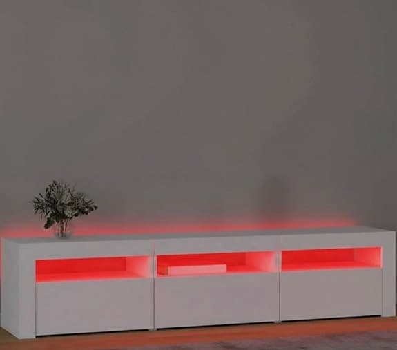 tv-bänk med LED-belysning vit