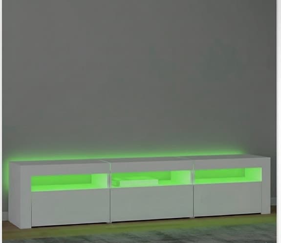 tv-bänk med LED-belysning vit