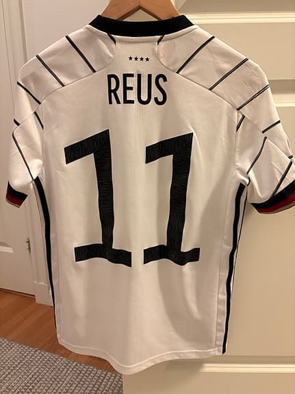 Adidas Tyskland fotbollskit Reus 11 junior 10-12 år vit svart