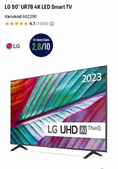 LG 50” UHD 4K Smart TV (AI ThinQ)