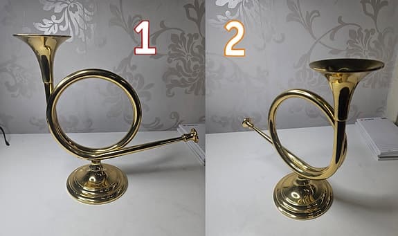 3 st FINT SKICK vackra trumpet/horn ljushållare i massivt mässing.