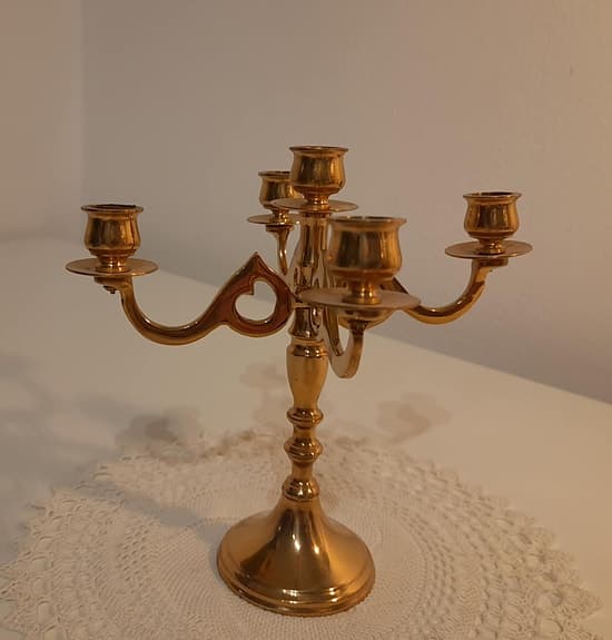Ljusstake i mässing – 5-armad – Scandia Present, Karlshamn Sweden.