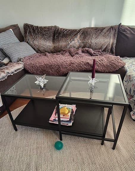 Soffbord glas svart metall