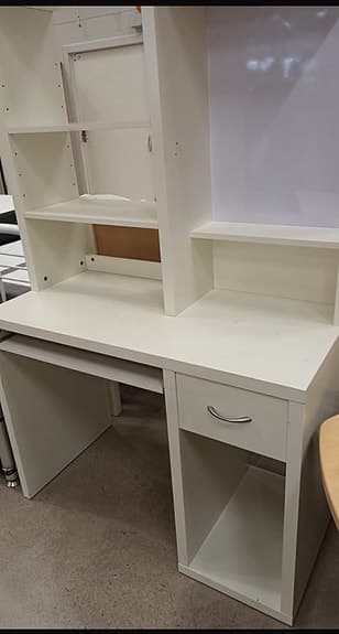 IKEA skrivbord med överdel och låda vit