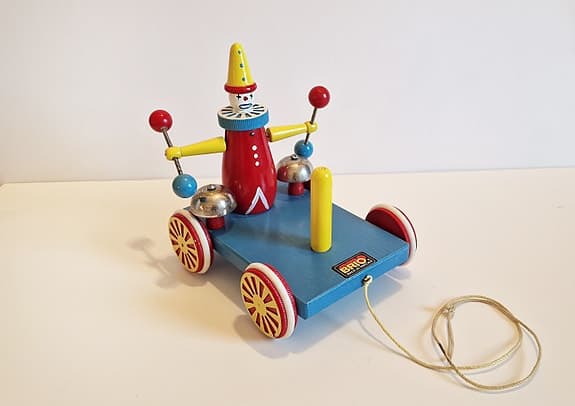 BRIO Clown Dragleksak i trä - Vintage Leksak
