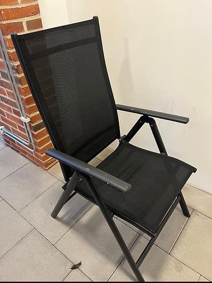 Fällbar positionsstol svart för utomhusbruk