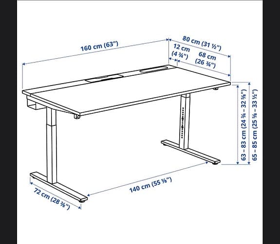 Mittzon skrivbord, vit, 160x80